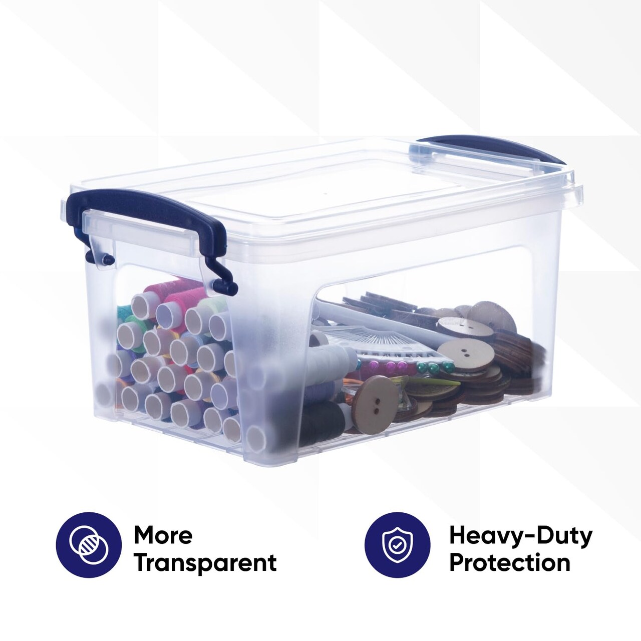 Clear Plastic Storage Bin with Lid, 1.75 Qt, Non-Toxic, BPA Free, Odor Free, Organizer Storage Box, Stackable Plastic Tote for Home, Garage, School, and Office, X-Small